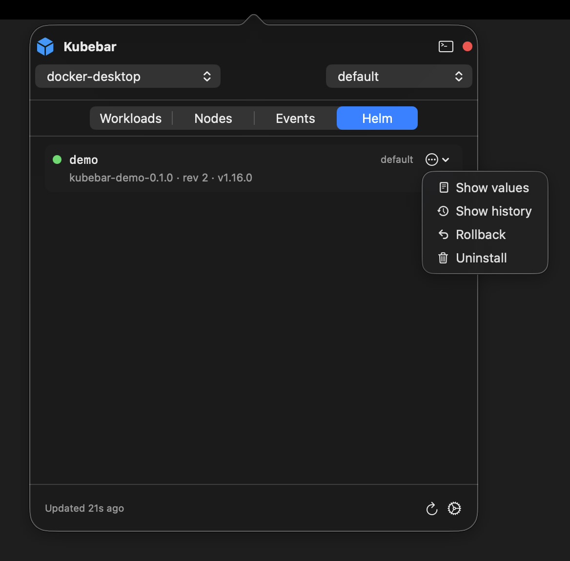 Kubebar – Helm-Releases verwalten