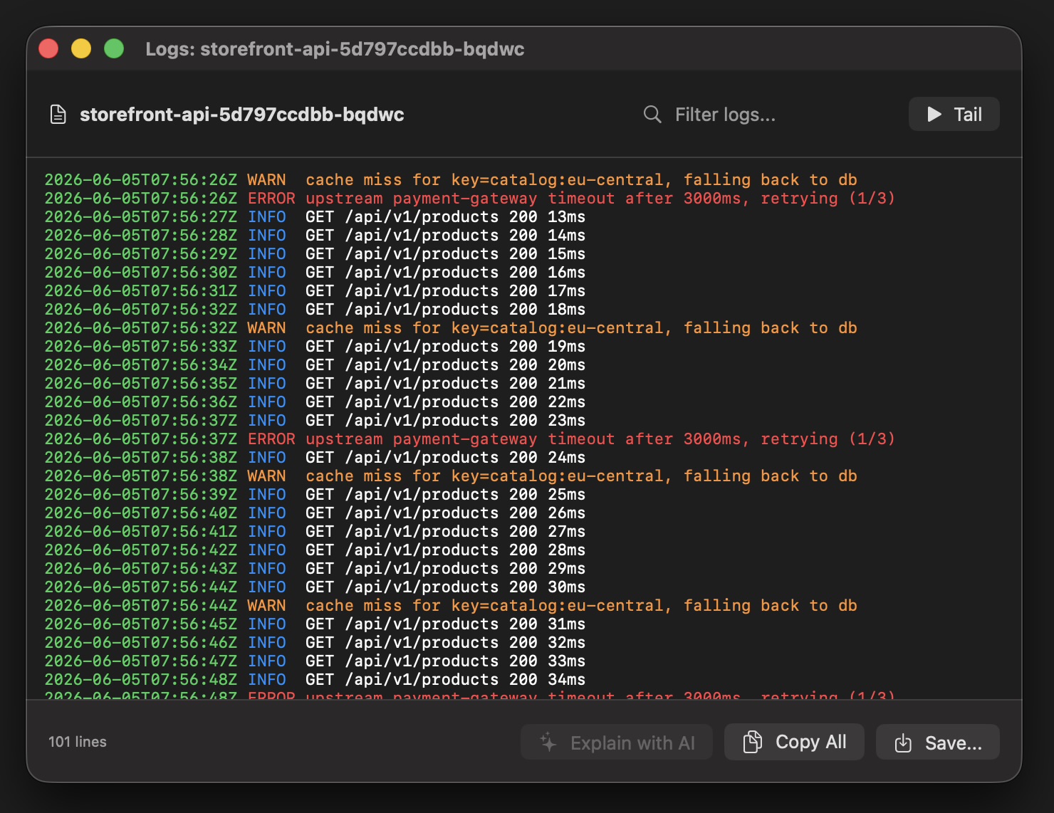 Kubebar – Log-Viewer mit Syntax-Highlighting und KI-Erklärung
