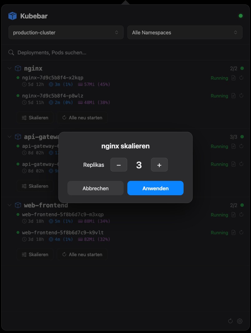 Kubebar – Deployment skalieren